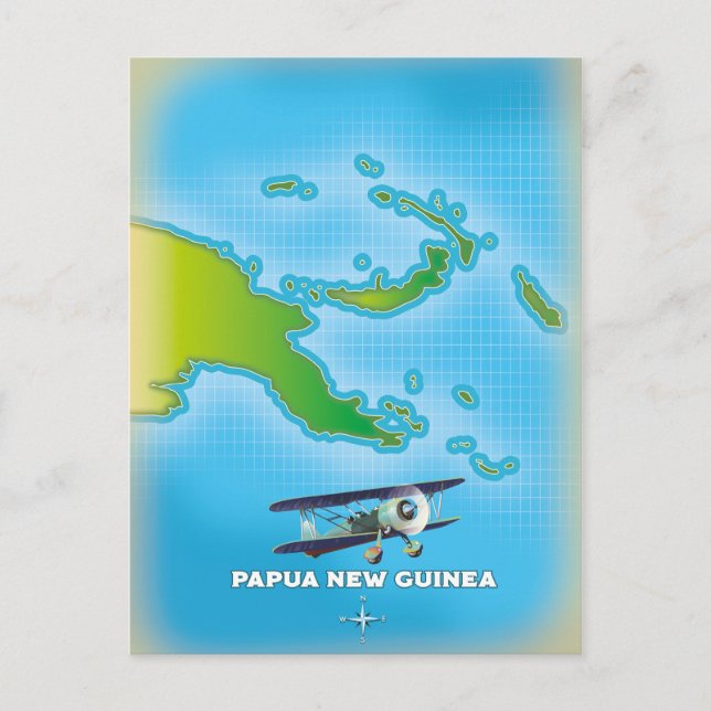 Cartão Postal mapa da papua-nova guiné. (Frente)