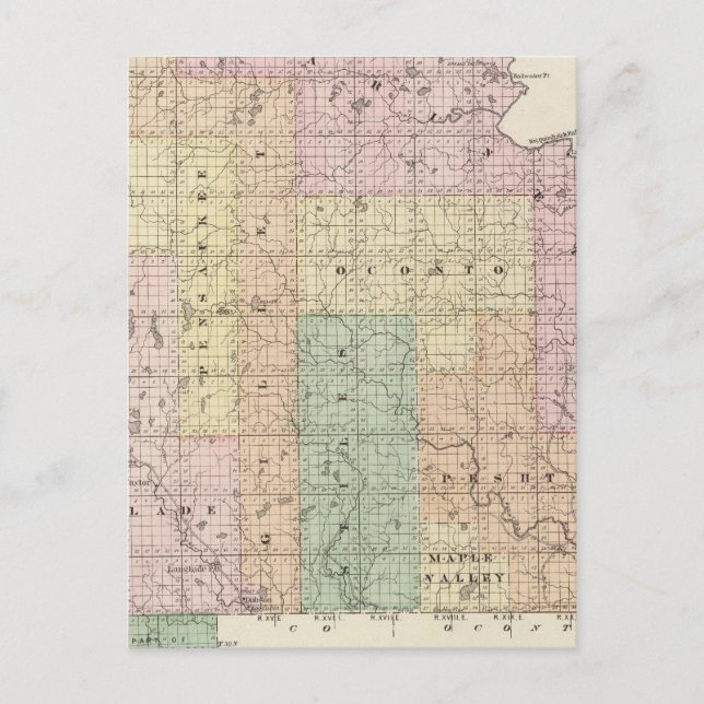 Cartão Postal Mapa da parte do norte de Oconto (Frente)