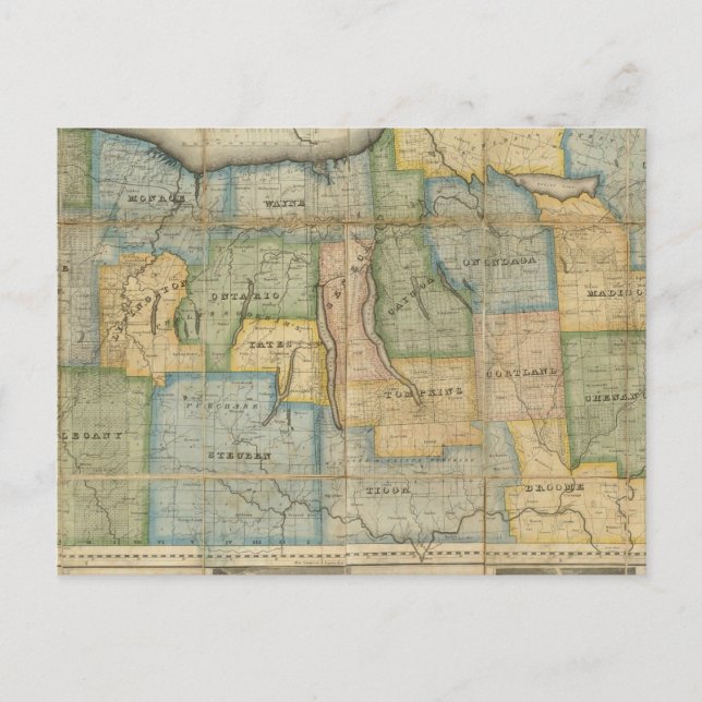 Cartão Postal Mapa da Parte Ocidental do Estado de Nova Iorque (Frente)