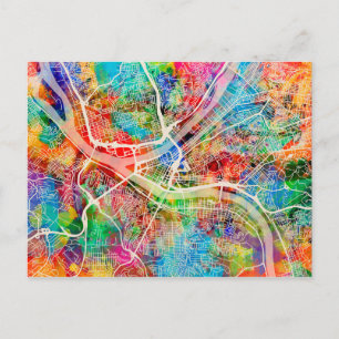 Cartão Postal Mapa da Pensilvânia em Pittsburgh