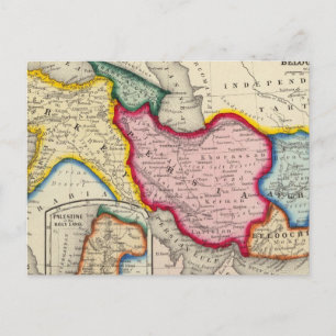 Cartão Postal Mapa da Pérsia, Turquia na Ásia Afeganistão