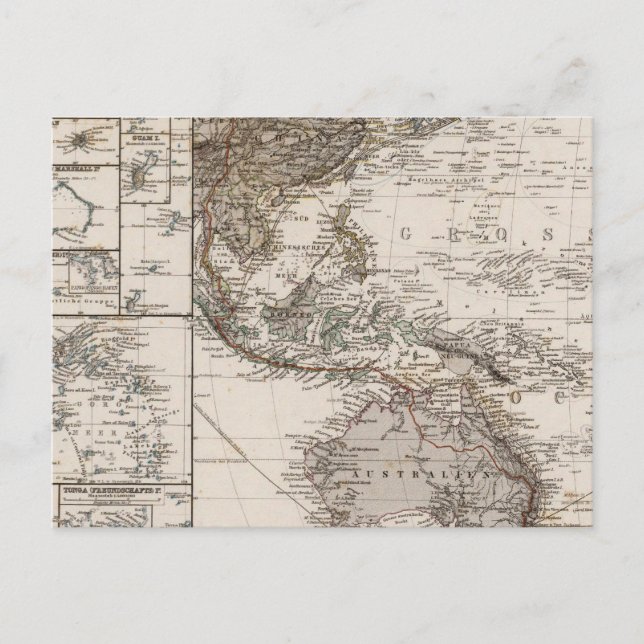 Cartão Postal Mapa da Polinésia (Frente)