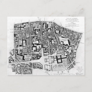 Cartão Postal Mapa da região de Sainte-Genevieve, Paris, 1756