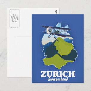 Cartão Postal Mapa da região de Zurique Suíça