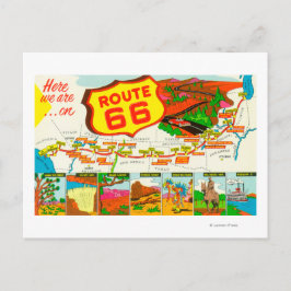 Cartão Postal Mapa da Rota 66 de Los Angeles a Chicago