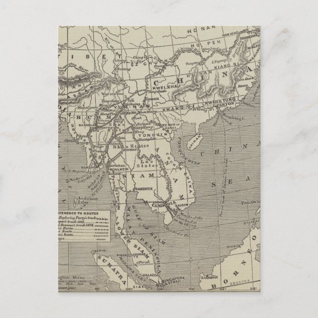 Cartão Postal Mapa da rota proposta da Birmânia para a China (Frente)