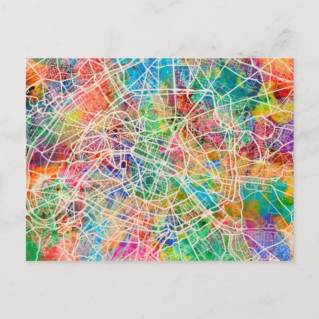 Cartão Postal Mapa da Rua Paris França (Frente)