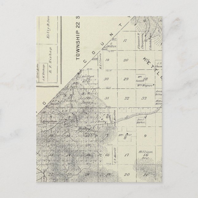 Cartão Postal Mapa da Seção do Condado de Tulare T223S R1617E (Frente)