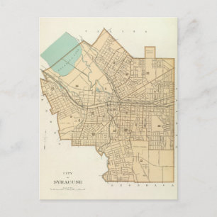 Cartão Postal Mapa da Syracuse em Nova York (1895)