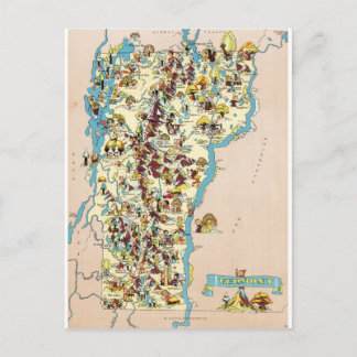 Cartão Postal Mapa da Vermont Vintage Funny