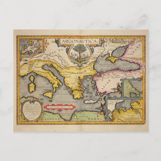 Cartão Postal Mapa da Viagem dos Argonautas (Frente)