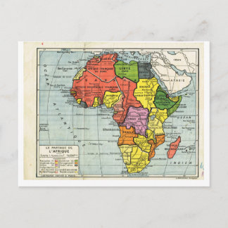 Cartão Postal Mapa da Vintage, 1920, Francês, La partage d'Afriq