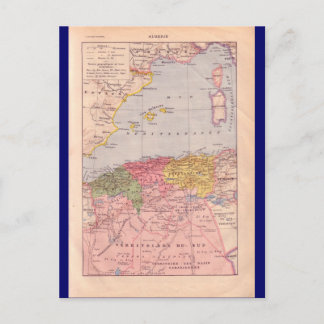Cartão Postal Mapa da Vintage, Argélia, cerca de 1920