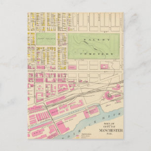 Cartão Postal Mapa da Vintage de Manchester NH (1892) (2)