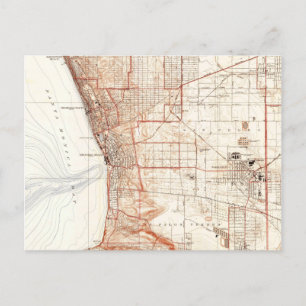 Cartão Postal Mapa da Vintage de Redondo Beach & Torrance CA (19