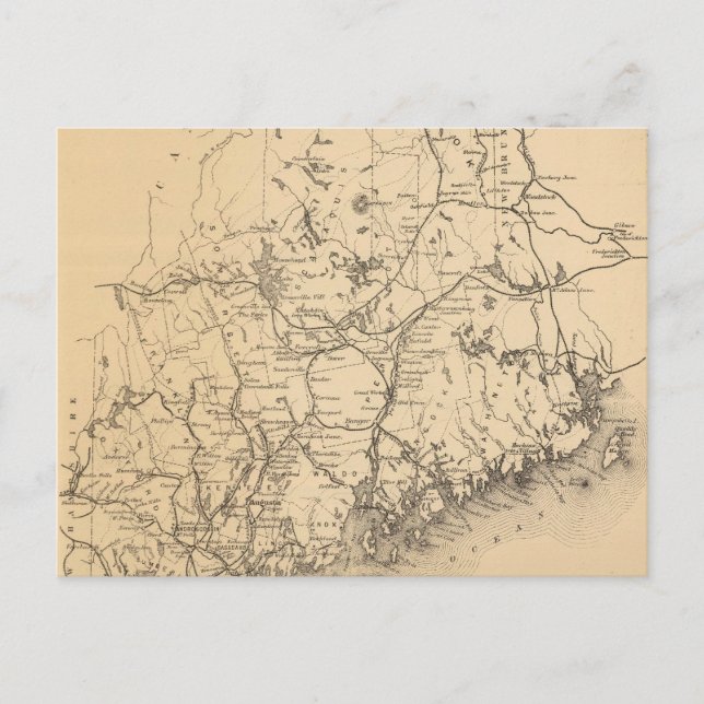 Cartão Postal Mapa da Vintage do Maine (1894) (Frente)