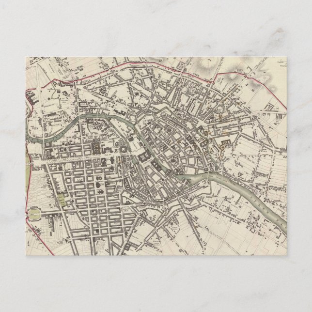 Cartão Postal Mapa da Vintage em Berlim (1833) (Frente)