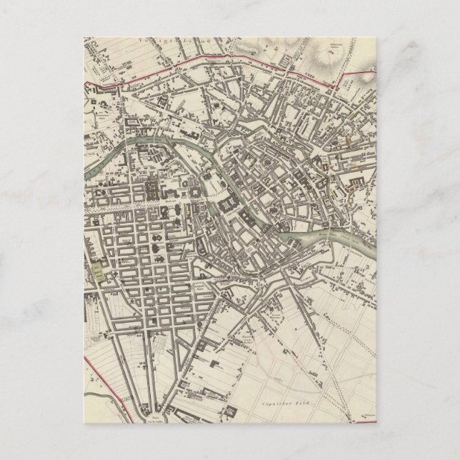 Cartão Postal Mapa da Vintage em Berlim (1833) (Frente)