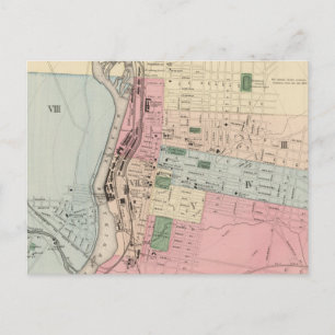 Cartão Postal Mapa da Vintage em Manchester New Hampshire (1877)
