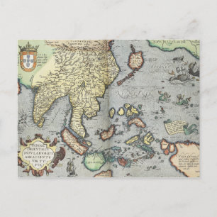 Cartão Postal Mapa da Vintage na Índia 1592
