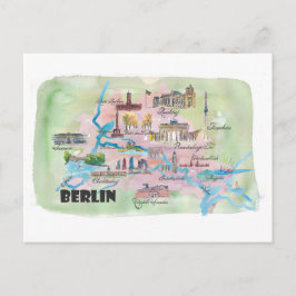 Cartão Postal Mapa da Vintage Retro Alemanha de Berlim