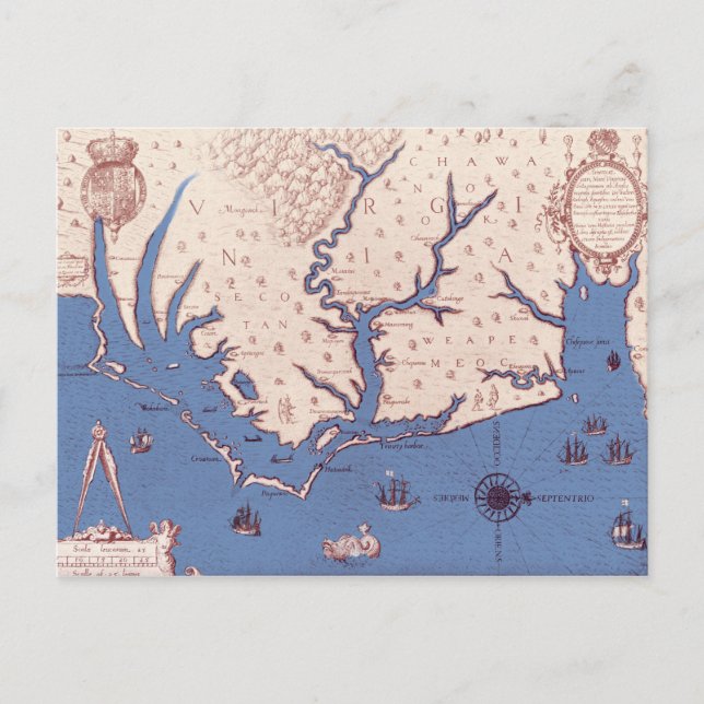 Cartão Postal Mapa da Virgínia (Frente)