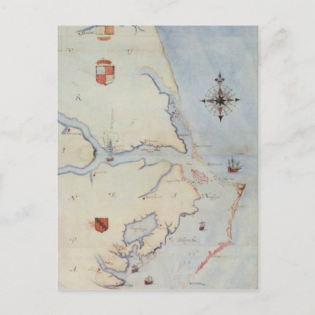 Cartão Postal Mapa da Virgínia de Raleigh (Frente)