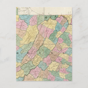 Cartão Postal Mapa da Virgínia, Maryland e Delaware