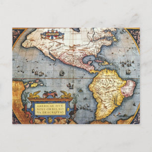 Cartão Postal Mapa das Américas em 1587