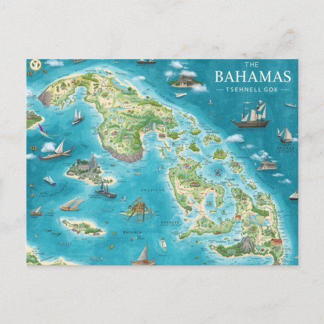 Cartão Postal Mapa das Bahamas (Frente)