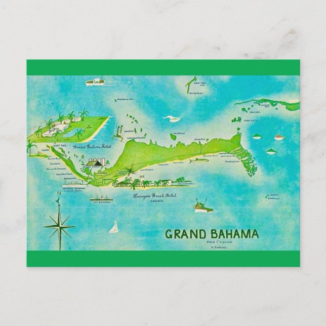 Cartão Postal Mapa das Bahamas Maior (Frente)