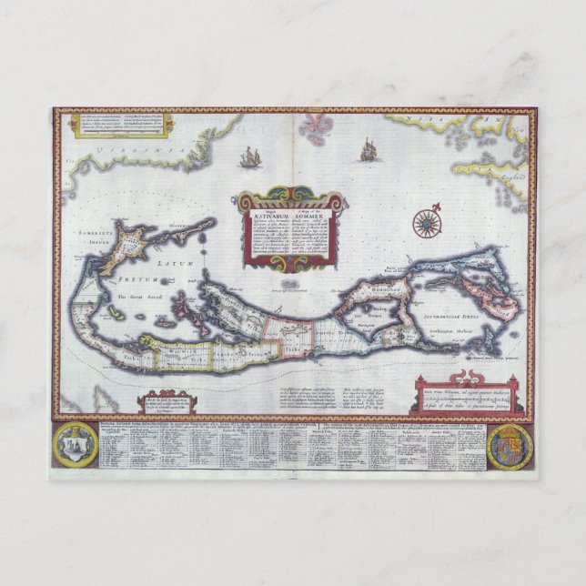 Cartão Postal Mapa das Bermudas (Frente)
