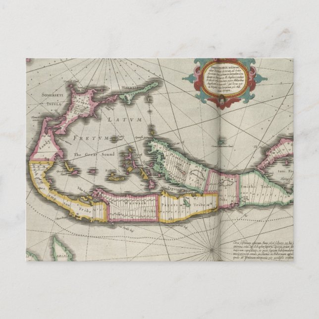 Cartão Postal Mapa das Bermudas (1638) (Frente)
