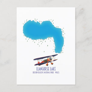 Cartão Postal Mapa das caminhadas do lago Llangorse Brecon Beaco