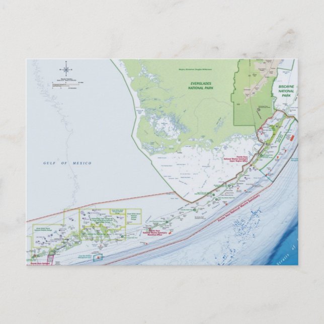 Cartão Postal Mapa das Chaves da Flórida (Frente)