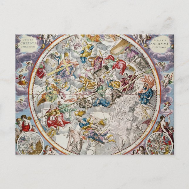 Cartão Postal Mapa das constelações cristãs, como descrito (Frente)
