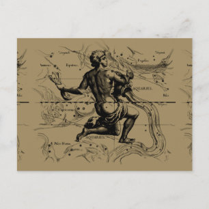 Cartão Postal Mapa das constelações de Aquarius por Hevelius