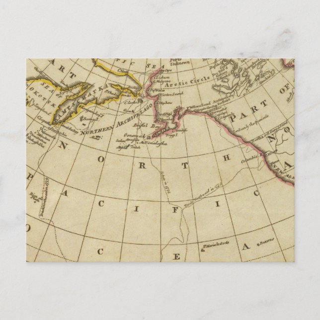 Cartão Postal Mapa das Descobertas feitas por Cook e Clerke (Frente)