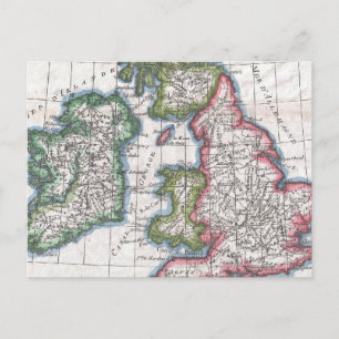 Cartão Postal Mapa das Ilhas Britânicas (1780)