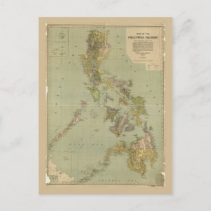Cartão Postal Mapa das Ilhas Filipinas (1908)