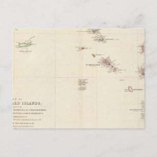 Cartão Postal Mapa das Ilhas Leeward