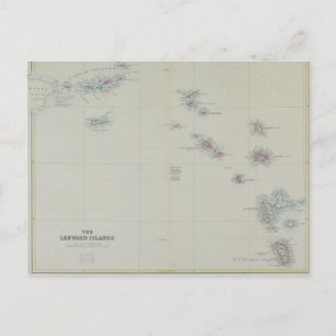 Cartão Postal Mapa das Ilhas Leeward