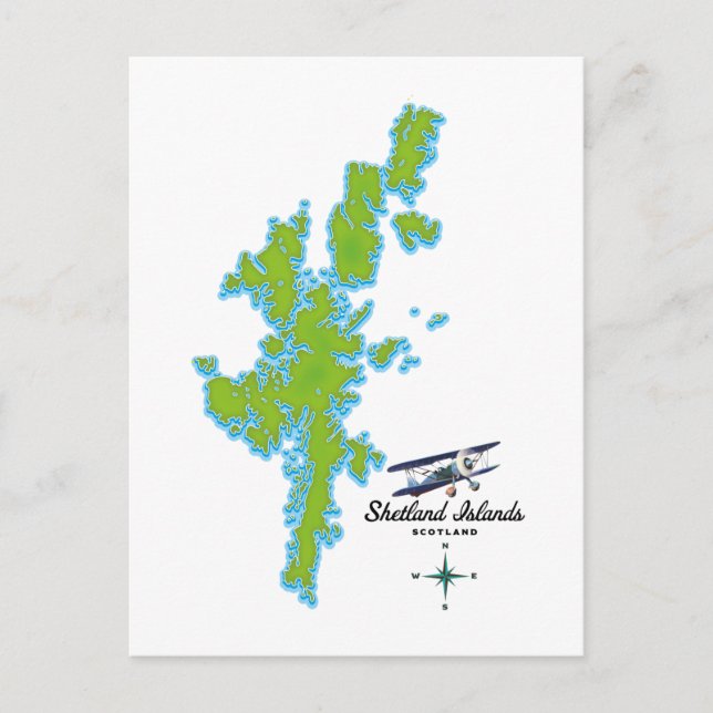 Cartão Postal Mapa das ilhas Shetland (Frente)