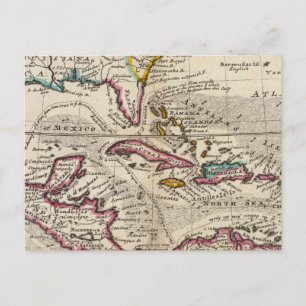 Cartão Postal Mapa das Índias Ocidentais, México ou Nova Espan