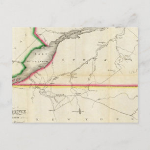 Cartão Postal Mapa das Ruas do rio Lawrence e Adjacent Country