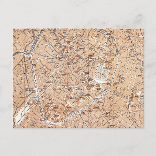 Cartão Postal Mapa das Vintagens de Bruxelas (1905) (Frente)