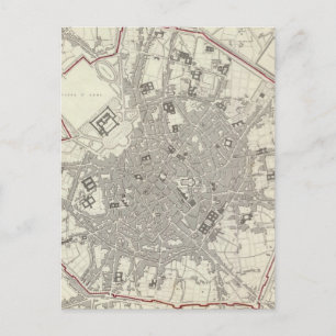 Cartão Postal Mapa das Vintagens de Milão, Itália (1832)