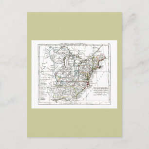 Cartão Postal Mapa de 1806 - Les Etats Unis d'Amrique