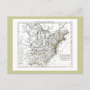 Cartão Postal Mapa de 1806 - Les Etats Unis d'Amrique