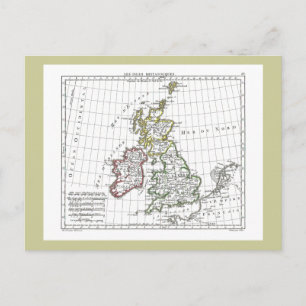 Cartão Postal Mapa de 1806 - Les Isles Britaniques